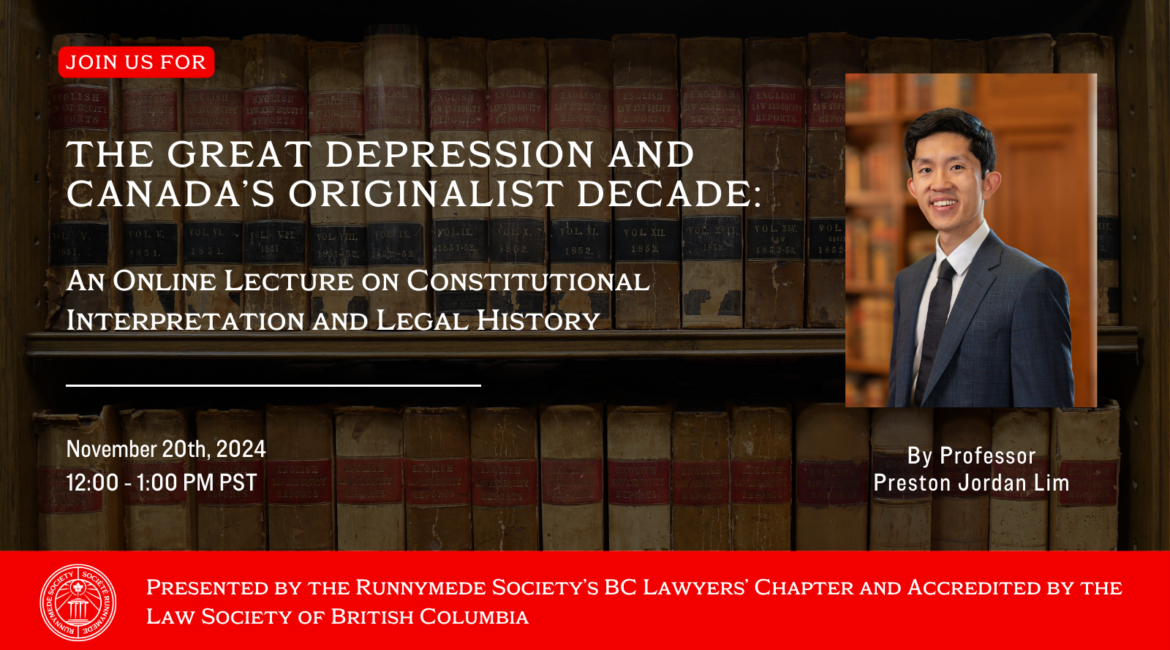 The Great Depression and Canada’s Originalist Decade (1)